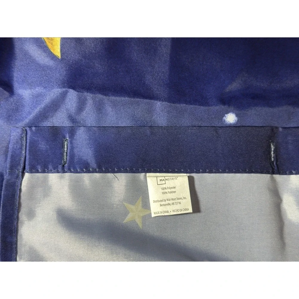 Celestial Shower‎ Curtain Sun Moon Stars Blue Gold Mainstays Polyester Vtg Decor